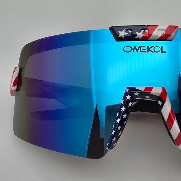 Omekol Flag Stars & Stripes Frame Polarized Blue Lens Sports Baseball Sunglasses - Picture 12 of 12